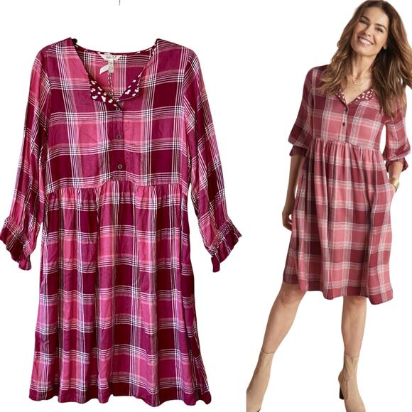 Matilda Jane Dress Brushed Flannel You & Me Plaid - Picture 1 of 11